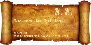 Maximovits Meliton névjegykártya
